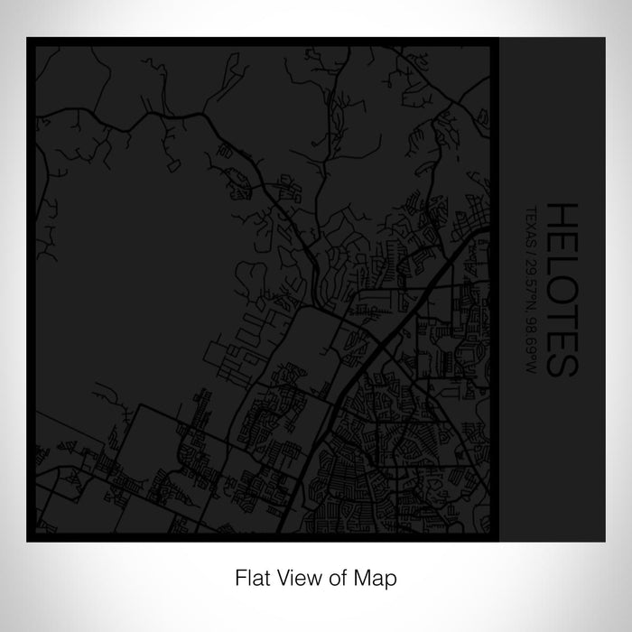 Rendered View of Helotes Texas Map on 17oz Stainless Steel Insulated Tumbler in Matte Black with Tactile Lines