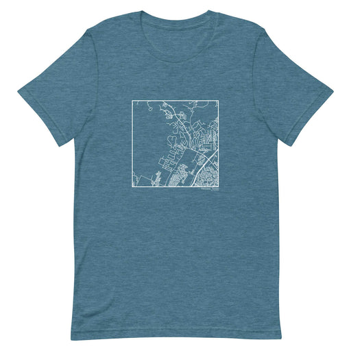 Helotes Texas  Map Unisex T-Shirt with City inscription in Heather Teal
