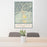 24x36 Helper Utah Map Print Portrait Orientation in Woodblock Style Behind 2 Chairs Table and Potted Plant