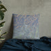 Custom Helper Utah Map Throw Pillow in Afternoon on Bedding Against Wall