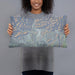 Person holding 20x12 Custom Helper Utah Map Throw Pillow in Afternoon