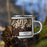 Right View Custom Helper Utah Map Enamel Mug in Ember on Grass With Trees in Background