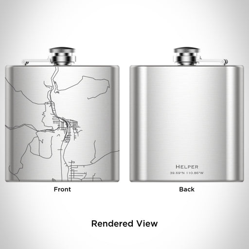 Rendered View of Helper Utah Map Engraving on 6oz Stainless Steel Flask