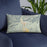 Custom Helper Utah Map Throw Pillow in Woodblock on Blue Colored Chair