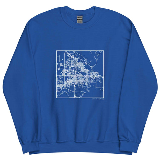 Hemet California  Map Unisex Crewneck Sweater with City inscription in Royal Blue