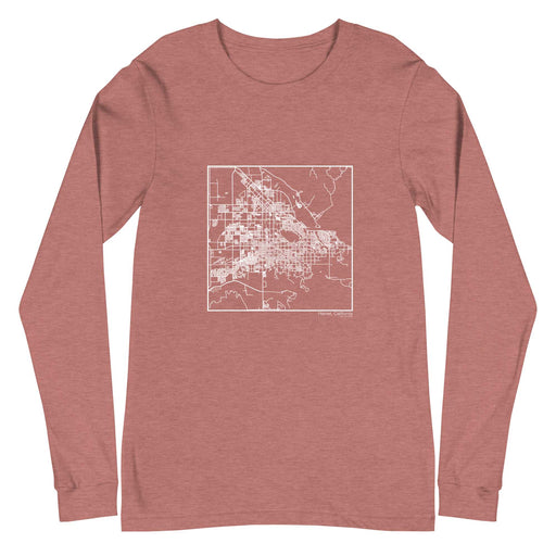 Hemet California  Map Unisex Long-Sleeve T-shirt with City inscription in Heather Mauve