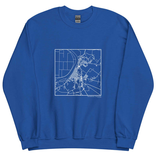 Henderson Kentucky  Map Unisex Crewneck Sweater with City inscription in Royal Blue