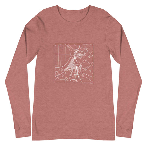 Henderson Kentucky  Map Unisex Long-Sleeve T-shirt with City inscription in Heather Mauve