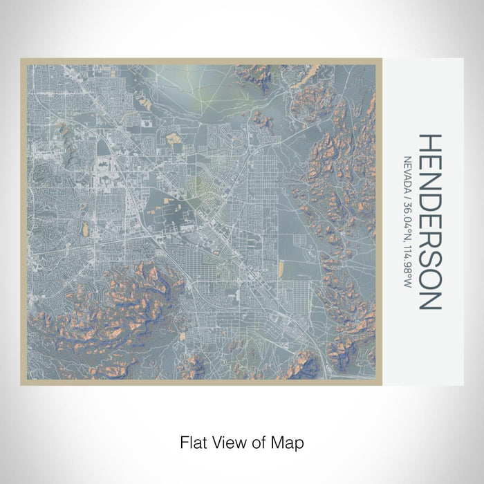 Rendered View of Henderson Nevada Map on 20oz Stainless Steel Insulated Bottle with Bamboo Top with printed afternoon style map