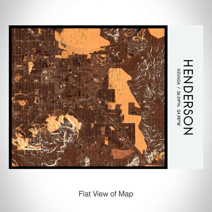 Rendered View of Henderson Nevada Map on 20oz Stainless Steel Insulated Bottle with Bamboo Top with printed ember style map