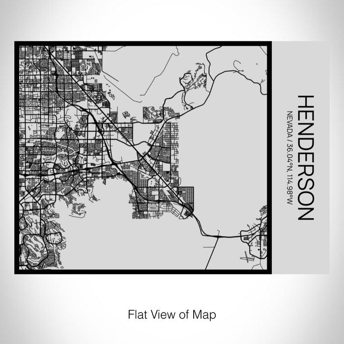 Rendered View of Henderson Nevada Map on 20oz Stainless Steel Insulated Bottle with Bamboo Top with printed Tactile Lines Map in Black