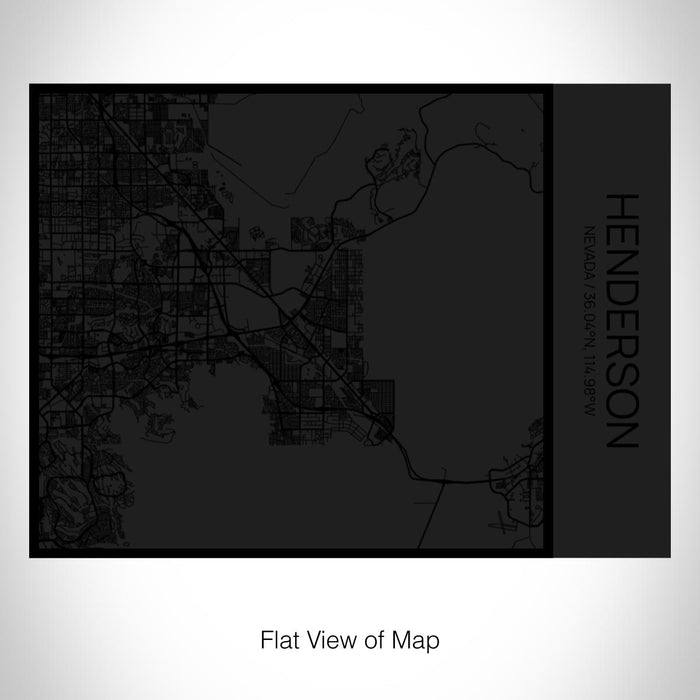 Rendered View of Henderson Nevada Map on 20oz Stainless Steel Insulated Bottle with Bamboo Top in Matte Black with printed Tactile Lines Map in Black
