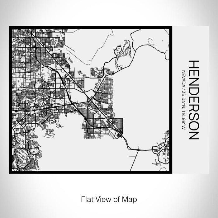 Rendered View of Henderson Nevada Map on 20oz Stainless Steel Insulated Bottle with Bamboo Top in Matte White with printed Tactile Lines Map in Black