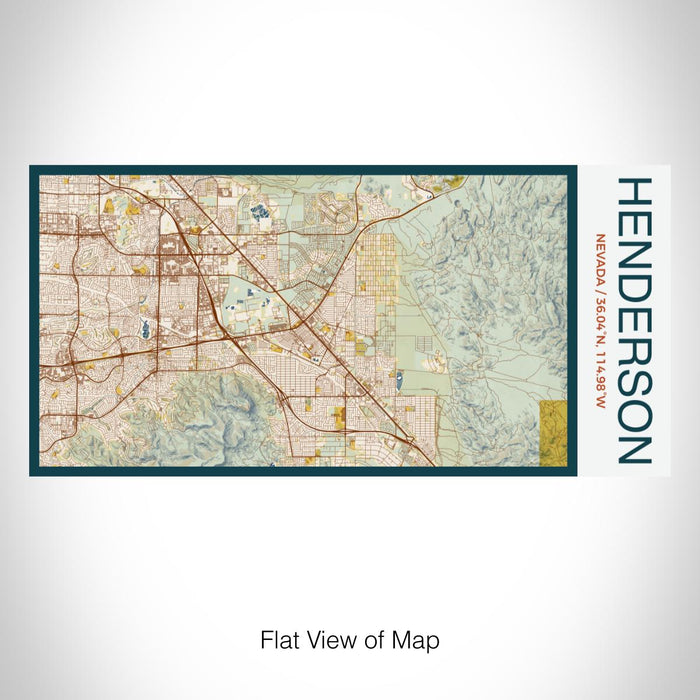 Rendered View of Henderson Nevada Map on 17oz Stainless Steel Insulated Bottle with printed woodblock style map