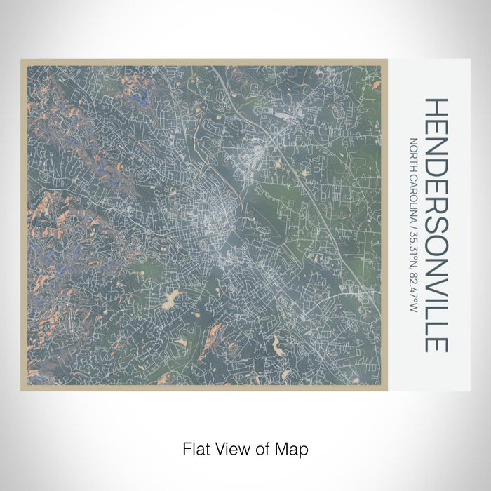 Rendered View of Hendersonville North Carolina Map on 20oz Stainless Steel Insulated Bottle with Bamboo Top with printed afternoon style map