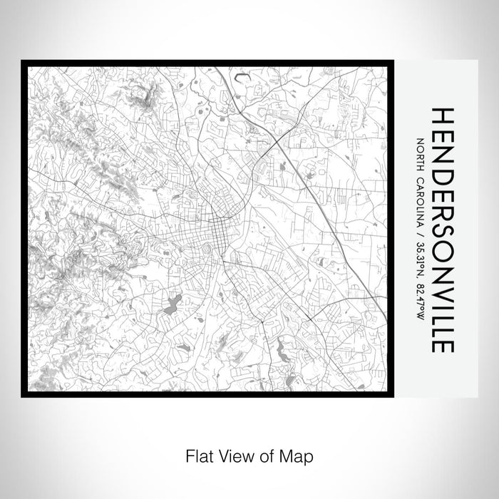 Rendered View of Hendersonville North Carolina Map on 20oz Stainless Steel Insulated Bottle with Bamboo Top with printed classic style map