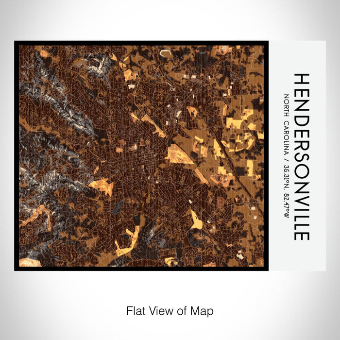 Rendered View of Hendersonville North Carolina Map on 20oz Stainless Steel Insulated Bottle with Bamboo Top with printed ember style map