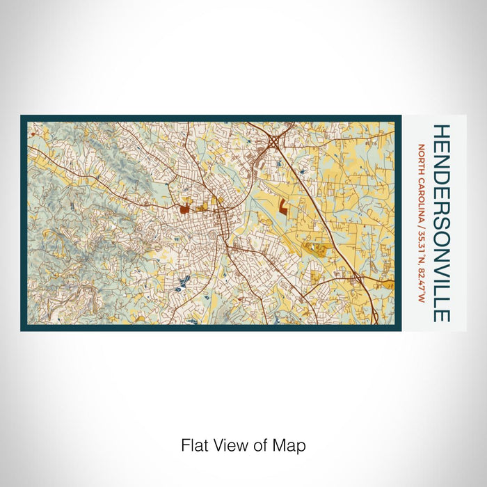 Rendered View of Hendersonville North Carolina Map on 17oz Stainless Steel Insulated Bottle with printed woodblock style map