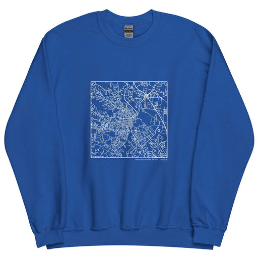Hendersonville North Carolina  Map Unisex Crewneck Sweater with City inscription in Royal Blue
