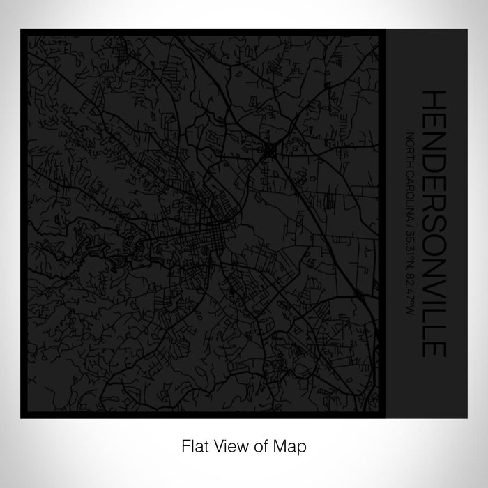 Rendered View of Hendersonville North Carolina Map on 17oz Stainless Steel Insulated Tumbler in Matte Black with Tactile Lines