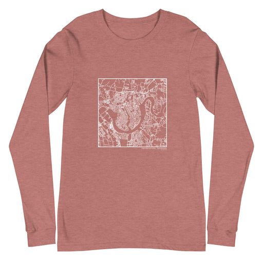 Hendersonville Tennessee  Map Unisex Long-Sleeve T-shirt with City inscription in Heather Mauve
