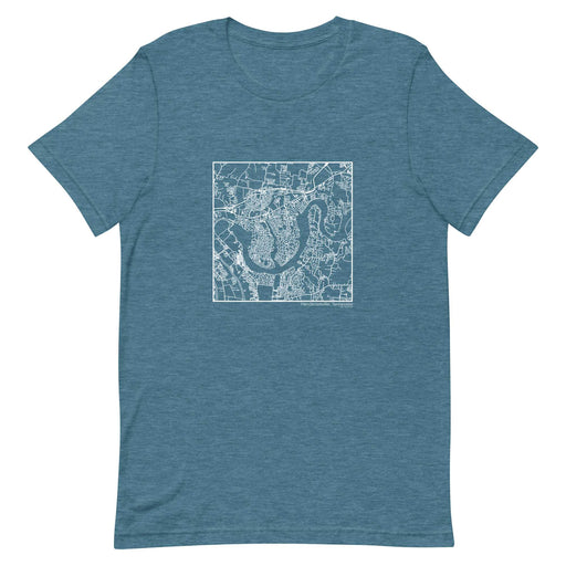 Hendersonville Tennessee  Map Unisex T-Shirt with City inscription in Heather Teal