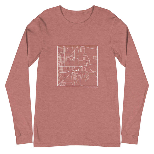 Hermitage Pennsylvania  Map Unisex Long-Sleeve T-shirt with City inscription in Heather Mauve