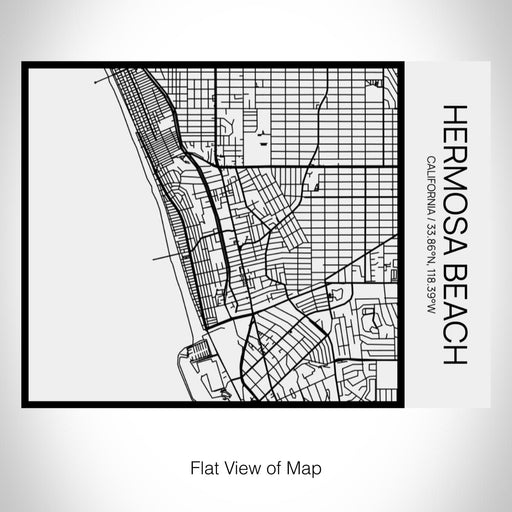 Rendered View of Hermosa Beach California Map on 20oz Stainless Steel Insulated Bottle with Bamboo Top in Matte White with printed Tactile Lines Map in Black