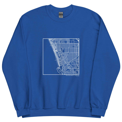 Hermosa Beach California  Map Unisex Crewneck Sweater with City inscription in Royal Blue