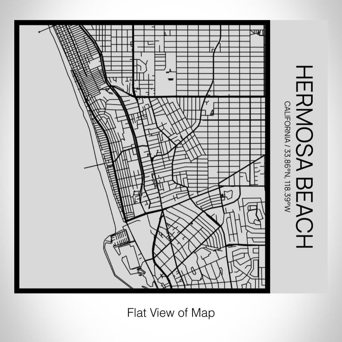 Rendered View of Hermosa Beach California Map on 17oz Stainless Steel Insulated Tumbler in Tactile Lines with Succulent in Background