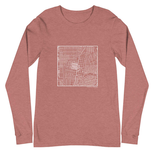 Hesperia California  Map Unisex Long-Sleeve T-shirt with City inscription in Heather Mauve