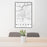 24x36 Hickory North Carolina Map Print Portrait Orientation in Classic Style Behind 2 Chairs Table and Potted Plant