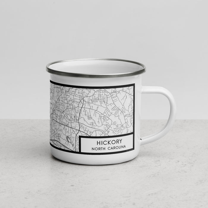 Right View Custom Hickory North Carolina Map Enamel Mug in Classic