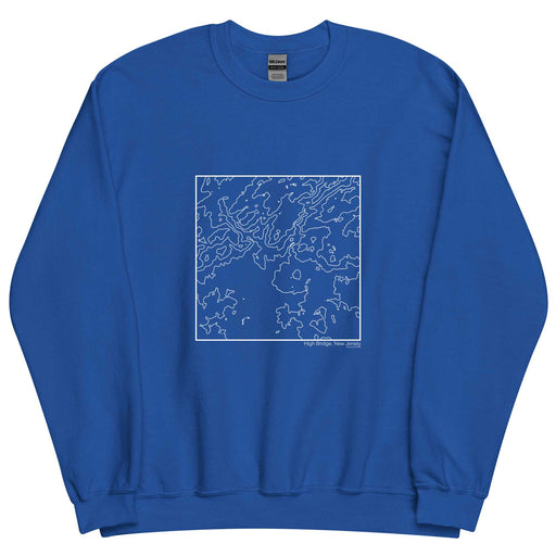 High Bridge New Jersey Topographic  Map Unisex Crewneck Sweater with City inscription in Royal Blue