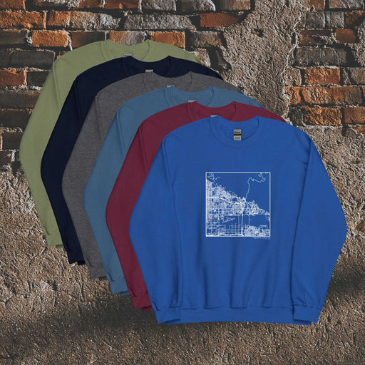 Highland California  Map Unisex Crewneck Sweaters in Multiple Colors