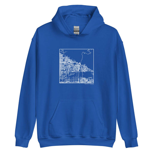 Highland California  Map Unisex Hoodie Sweater with City inscription in Royal Blue