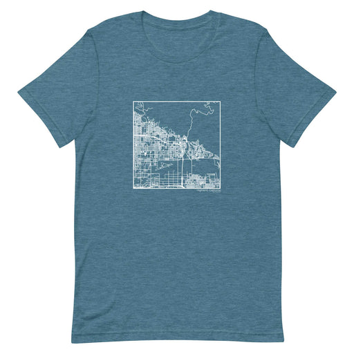 Highland California  Map Unisex T-Shirt with City inscription in Heather Teal