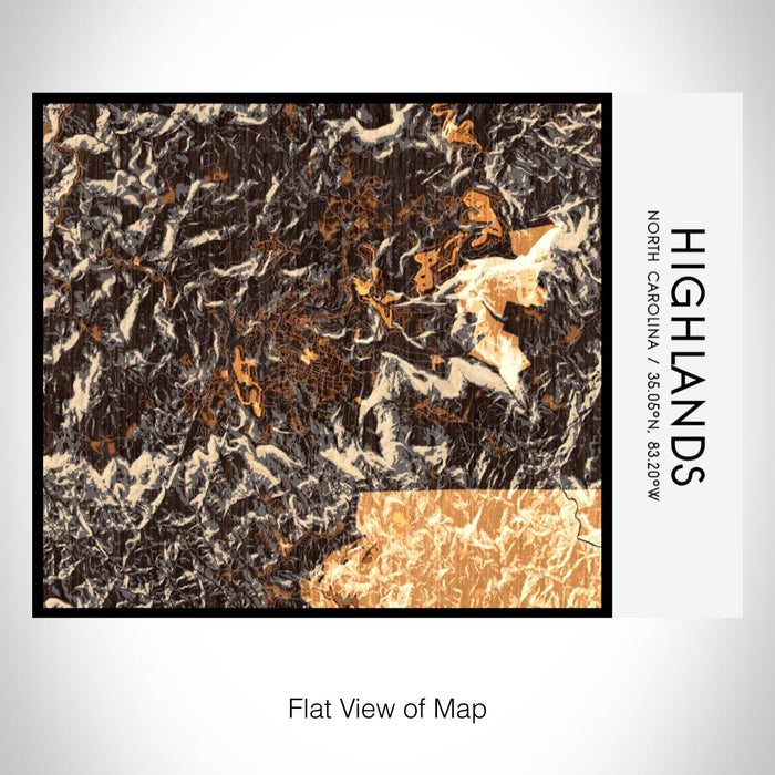 Rendered View of Highlands North Carolina Map on 20oz Stainless Steel Insulated Bottle with Bamboo Top with printed ember style map