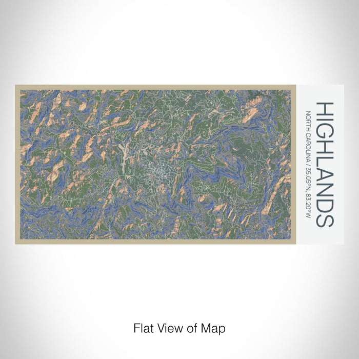 Rendered View of Highlands North Carolina Map on 17oz Stainless Steel Insulated Bottle with printed afternoon style map