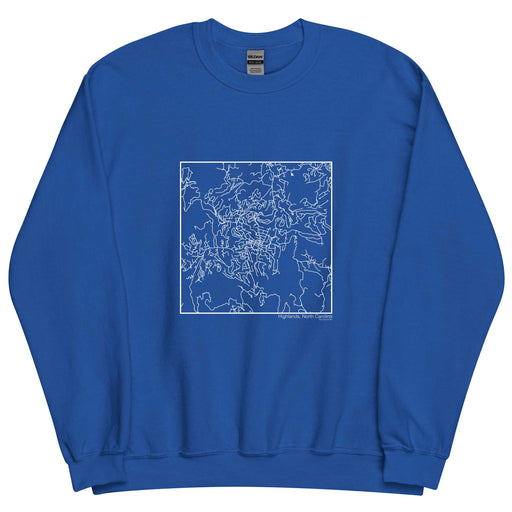 Highlands North Carolina  Map Unisex Crewneck Sweater with City inscription in Royal Blue