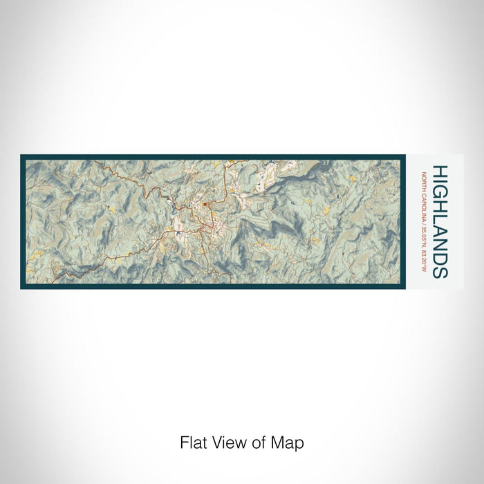 Rendered View of Highlands North Carolina Map on 10oz Stainless Steel Insulated Cup in Woodblock with Sliding Lid