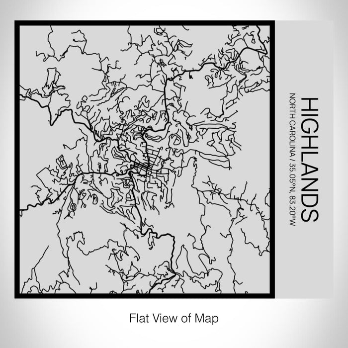 Rendered View of Highlands North Carolina Map on 17oz Stainless Steel Insulated Tumbler in Tactile Lines with Succulent in Background