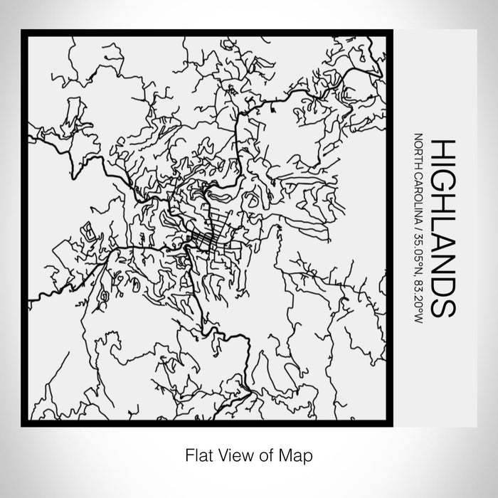 Rendered View of Highlands North Carolina Map on 17oz Stainless Steel Insulated Tumbler in Matte White with Tactile Lines