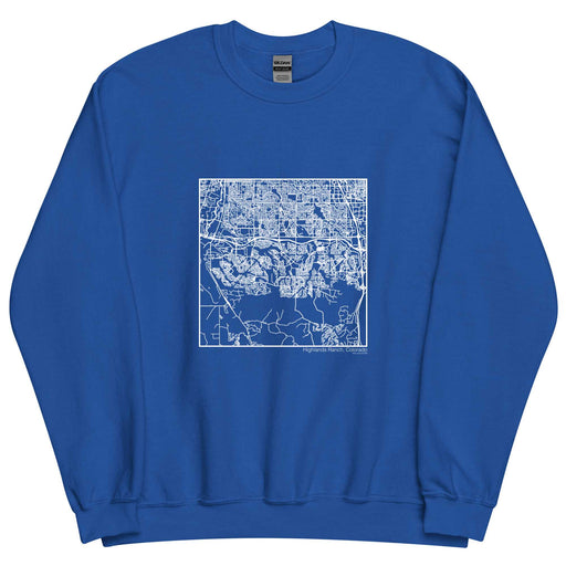 Highlands Ranch Colorado  Map Unisex Crewneck Sweater with City inscription in Royal Blue