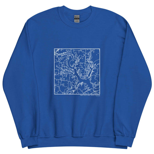 High Rock Lake North Carolina  Map Unisex Crewneck Sweater with City inscription in Royal Blue