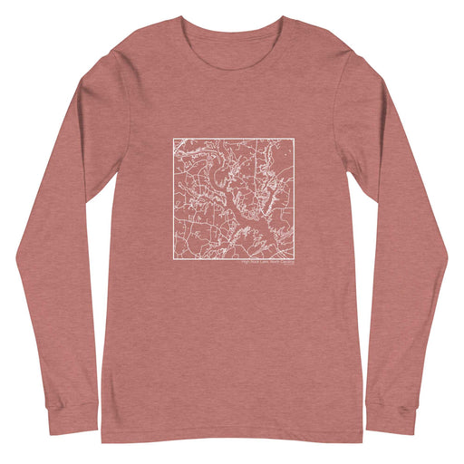 High Rock Lake North Carolina  Map Unisex Long-Sleeve T-shirt with City inscription in Heather Mauve