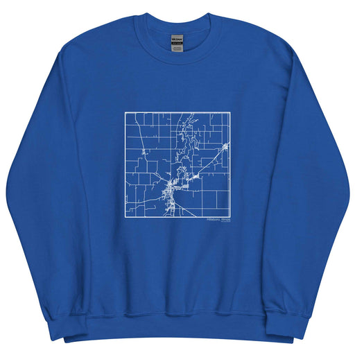 Hillsboro Illinois  Map Unisex Crewneck Sweater with City inscription in Royal Blue