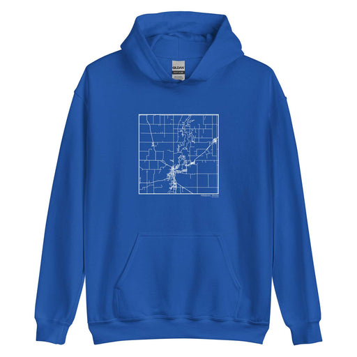 Hillsboro Illinois  Map Unisex Hoodie Sweater with City inscription in Royal Blue