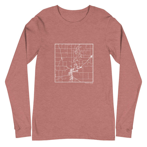 Hillsboro Illinois  Map Unisex Long-Sleeve T-shirt with City inscription in Heather Mauve