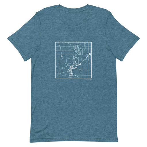 Hillsboro Illinois  Map Unisex T-Shirt with City inscription in Heather Teal